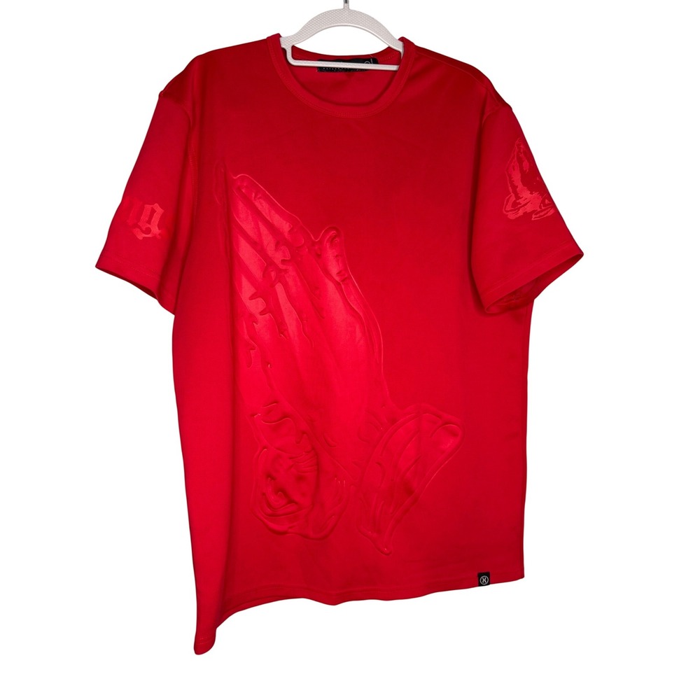Hudson Outerwear raised prayer hands geaphic t-shirt‎ blessings in red